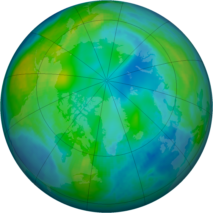 Arctic ozone map for 08 November 1999